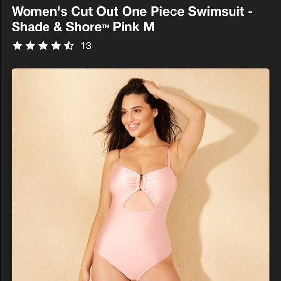 NWT Women's Cut Out One Piece Swimsuit - Shade & Shore Pink M - Picture 6 of 6